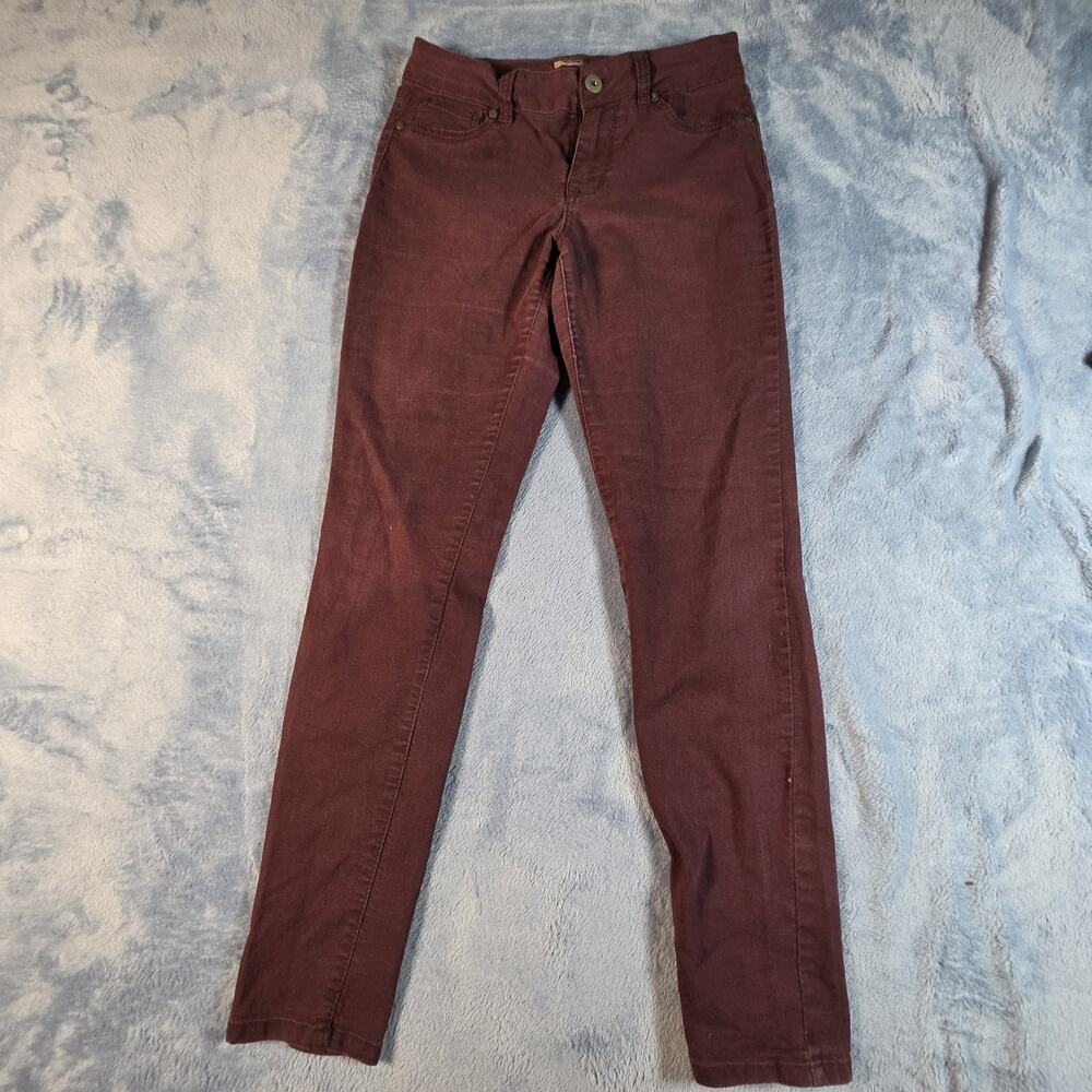 Blue Spice Juniors Size 7 Burgundy Stretch Skinny Jeans Five Pocket